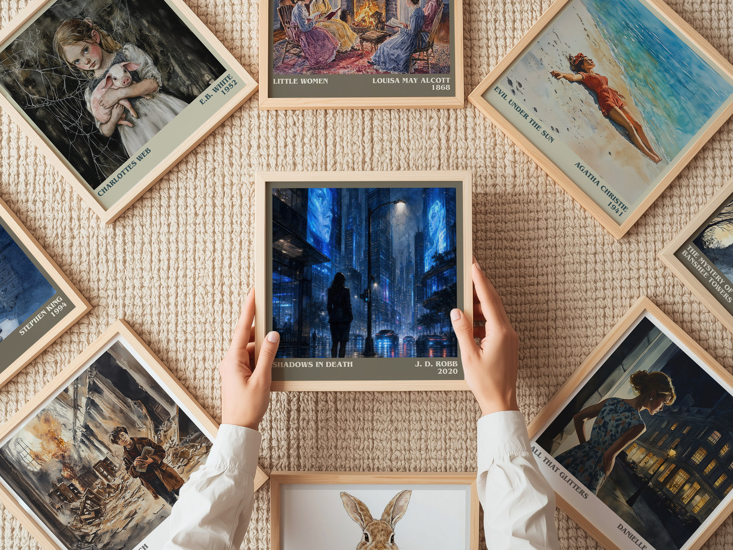 Shadows In Death literary book poster framed on wall – crime wall art