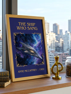 The Ship Who Sang Classic Book Art Print by Anne McCaffrey – framed print on a city-view windowsill