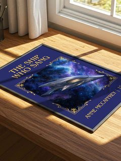 The Ship Who Sang Classic Book Art Print by Anne McCaffrey – print on a sunlit desk