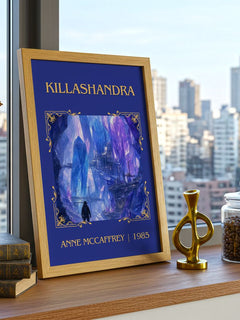 Killashandra Classic Book Art Print by Anne McCaffrey – framed print on a city-view windowsill