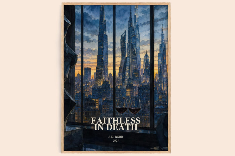 Faithless In Death watercolour book poster by J. D. Robb – framed literary art print