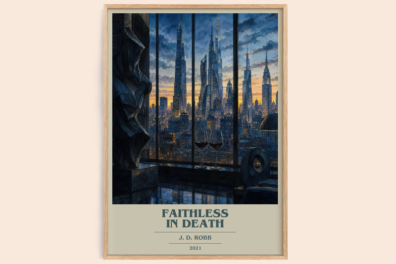 Faithless In Death book cover book poster by J. D. Robb – framed literary art print