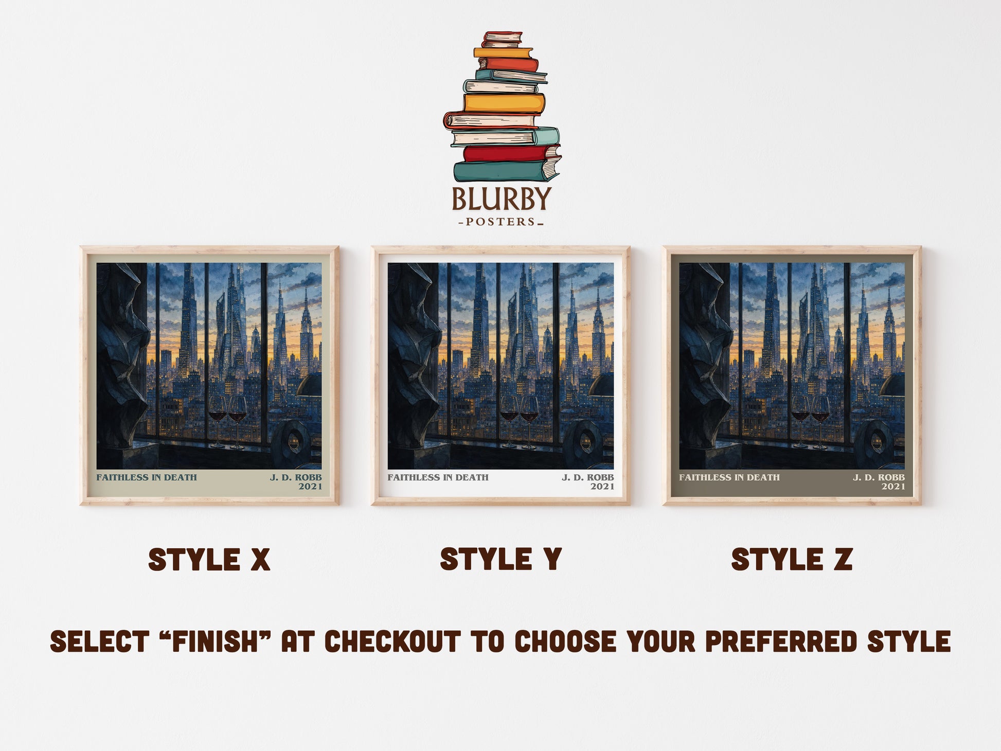 Faithless In Death literary print in frame leaning in hallway – mystery wall art