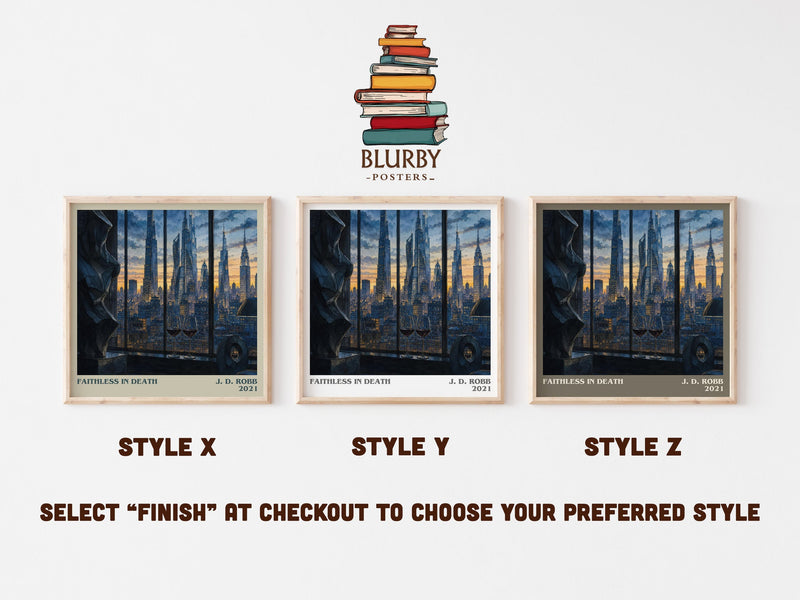 Faithless In Death literary print in frame leaning in hallway – mystery wall art