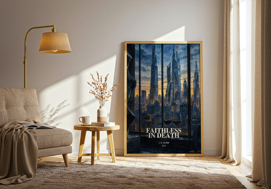 Faithless In Death watercolour print in frame leaning in hallway – mystery wall art