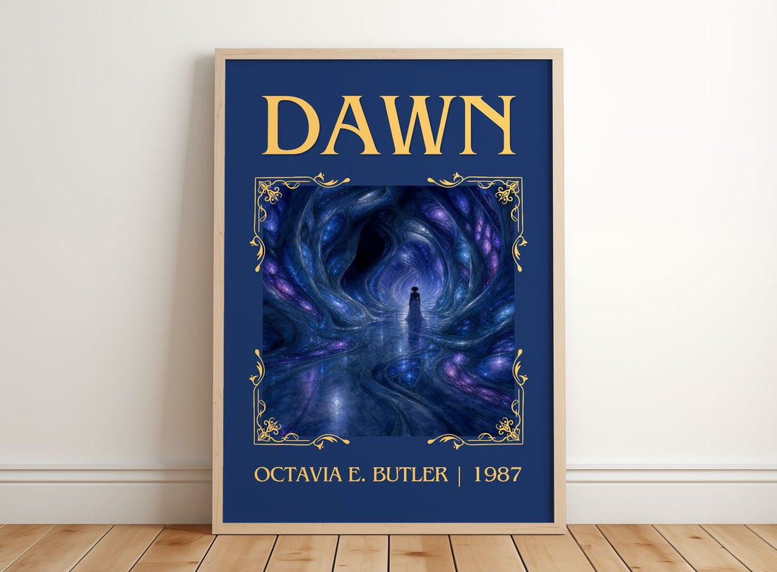 Dawn Classic Book Art Print by Octavia E. Butler – framed print leaning on a wooden floor
