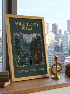 Adulthood Rites Classic Book Art Print by Octavia E. Butler – framed print on a city-view windowsill