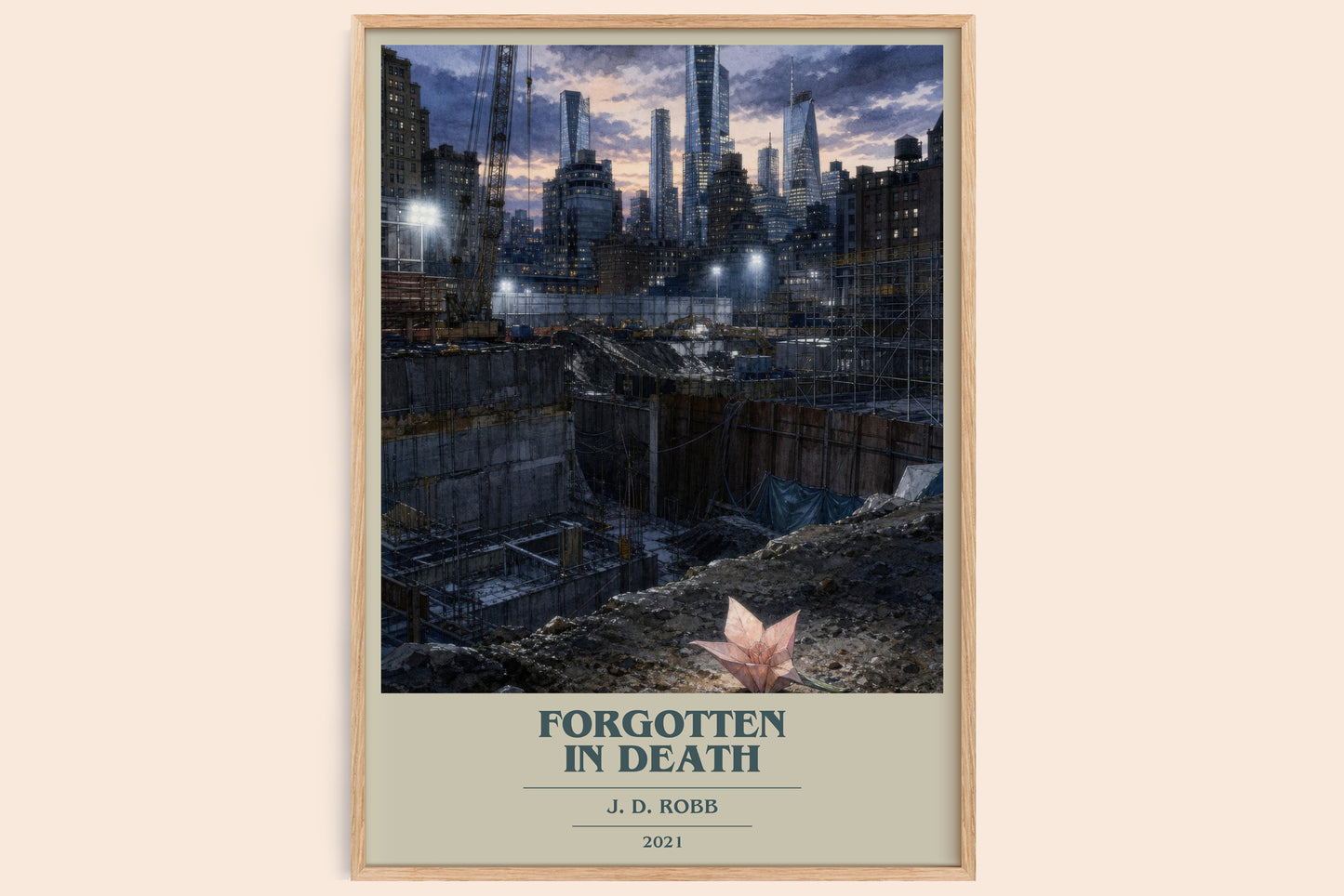 Forgotten In Death book cover book poster by J. D. Robb – framed literary art print