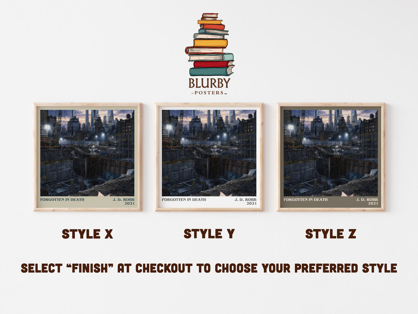 Forgotten In Death literary print in frame leaning in hallway – thriller wall art