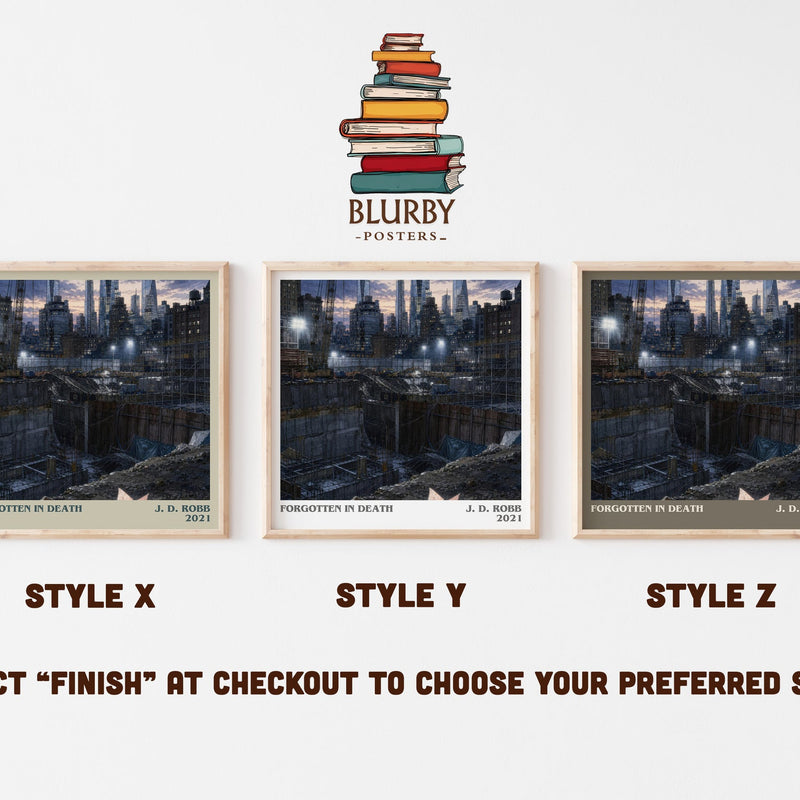 Forgotten In Death literary print in frame leaning in hallway – thriller wall art