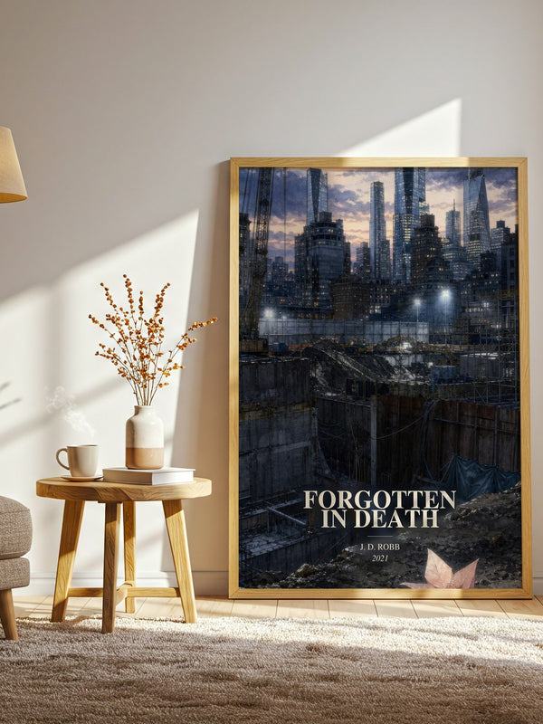 Forgotten In Death watercolour print in frame leaning in hallway – thriller wall art