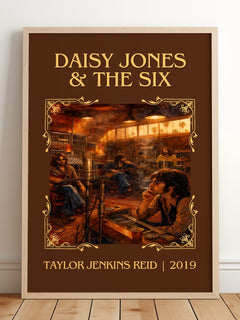 Daisy Jones & The Six Classic Book Art Print by Taylor Jenkins Reid – framed print leaning on a wooden floor