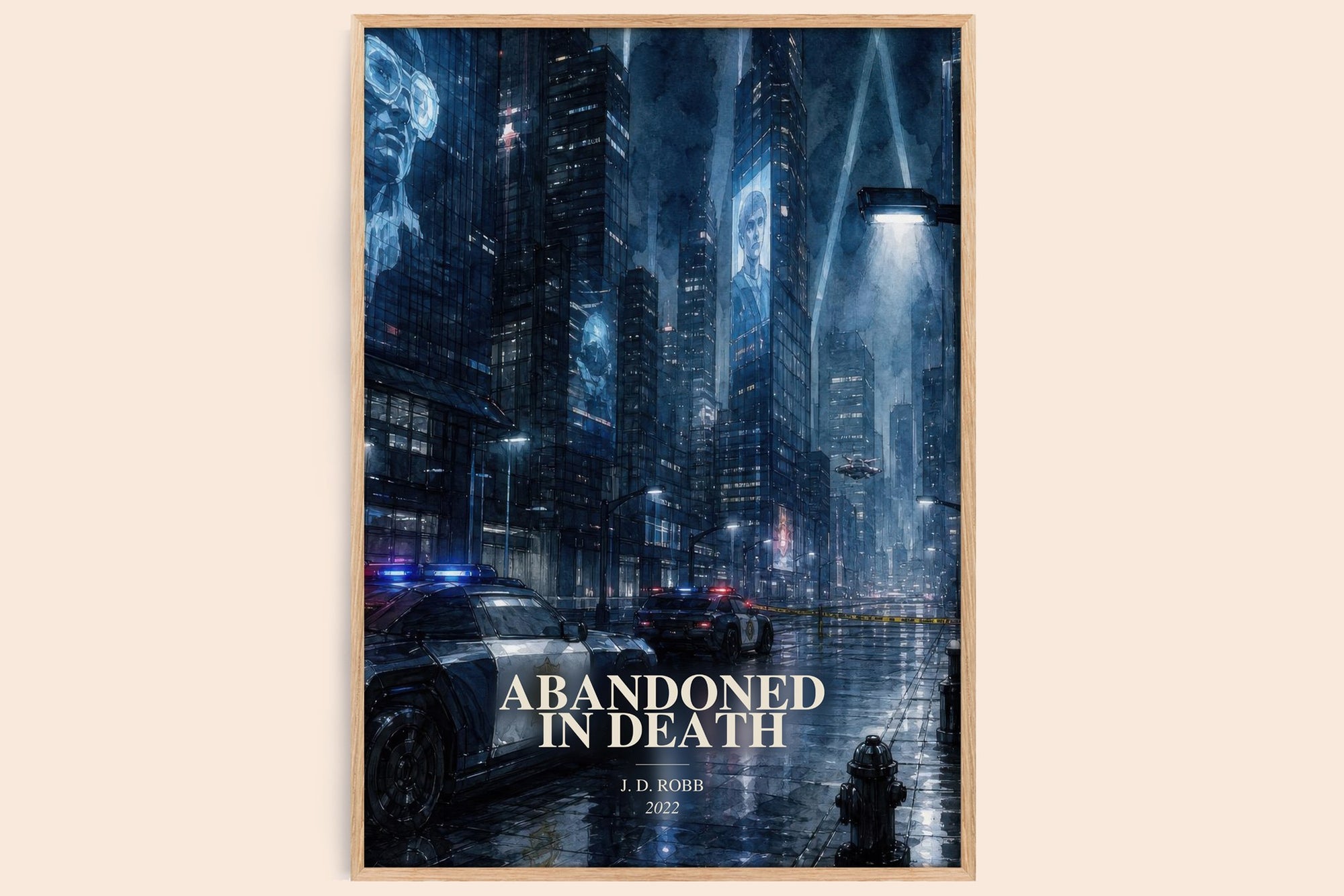 Abandoned In Death watercolour book poster by J. D. Robb – framed literary art print