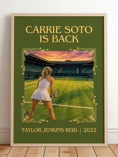 Carrie Soto Is Back Classic Book Art Print by Taylor Jenkins Reid – framed print leaning on a wooden floor