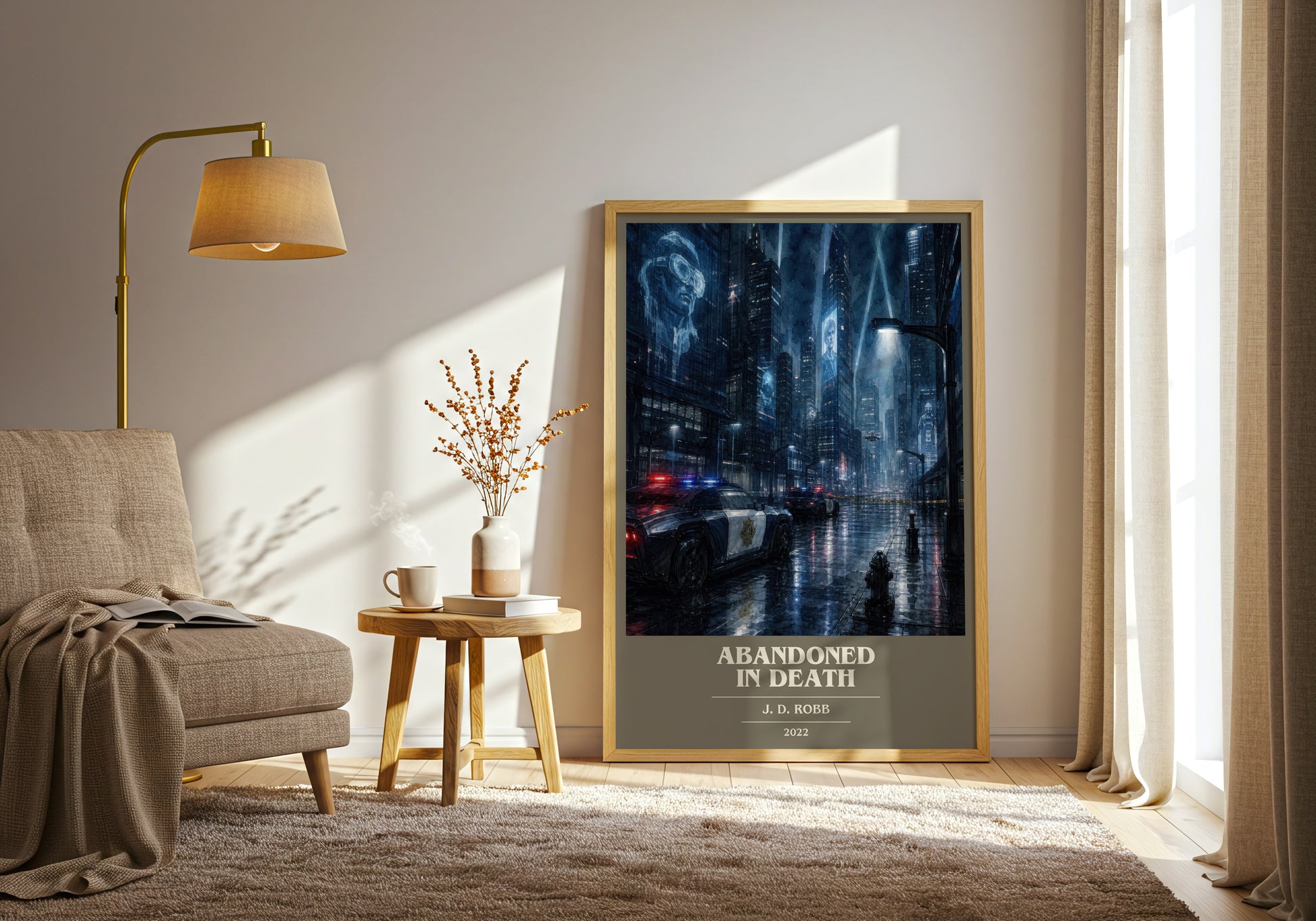 Abandoned In Death book cover print on bookshelf – J. D. Robb fan gift