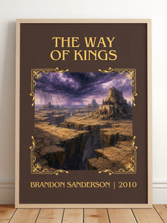 The Way of Kings Classic Book Art Print by Brandon Sanderson – framed print leaning on a wooden floor