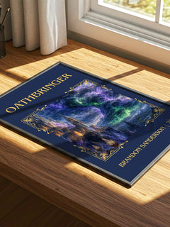 Oathbringer Classic Book Art Print by Brandon Sanderson – print on a sunlit desk