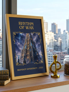 Rhythm of War Classic Book Art Print by Brandon Sanderson – framed print on a city-view windowsill