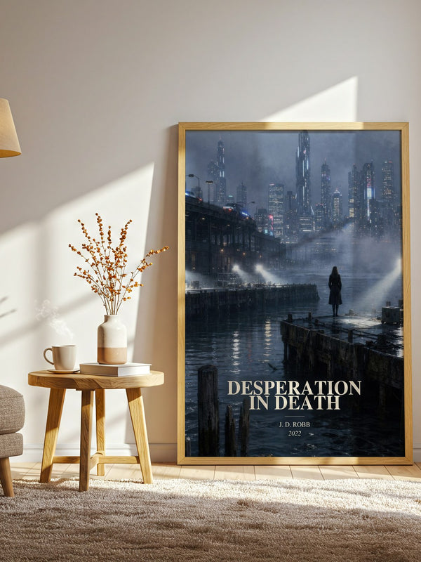 Desperation In Death watercolour print in frame leaning in hallway – thriller wall art