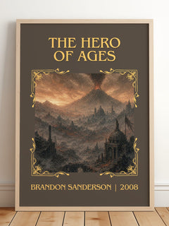 The Hero of Ages Classic Book Art Print by Brandon Sanderson – framed print leaning on a wooden floor