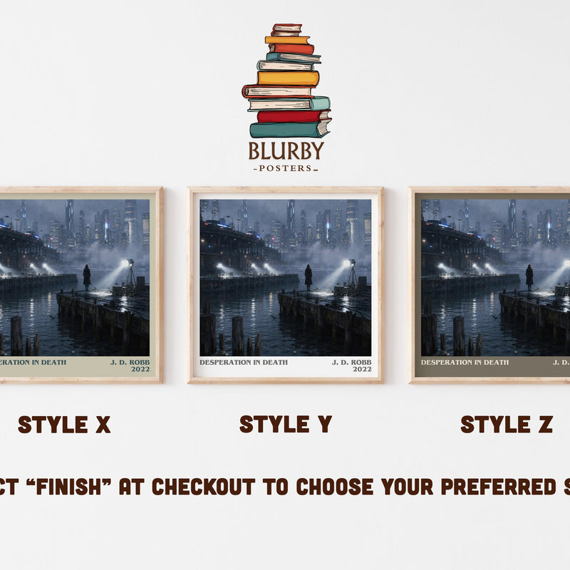 Desperation In Death literary print in frame leaning in hallway – thriller wall art