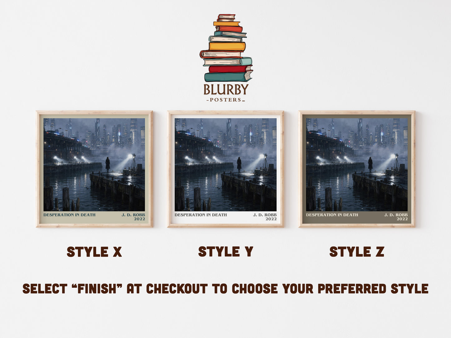 Desperation In Death literary print in frame leaning in hallway – thriller wall art