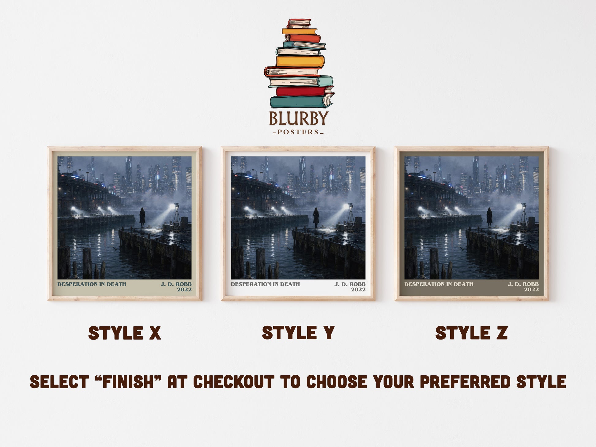 Desperation In Death literary print in frame leaning in hallway – thriller wall art