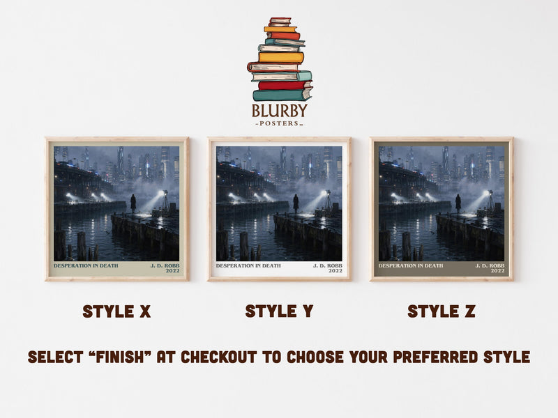 Desperation In Death literary print in frame leaning in hallway – thriller wall art