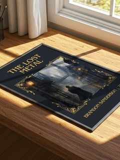 The Lost Metal Classic Book Art Print by Brandon Sanderson – print on a sunlit desk