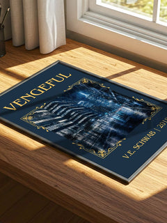 Vengeful Classic Book Art Print by V.E. Schwab – print on a sunlit desk