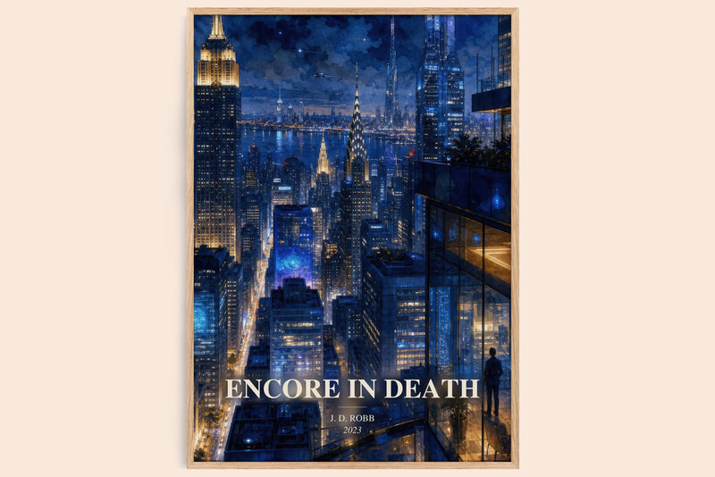 Encore In Death watercolour book poster by J. D. Robb – framed literary art print