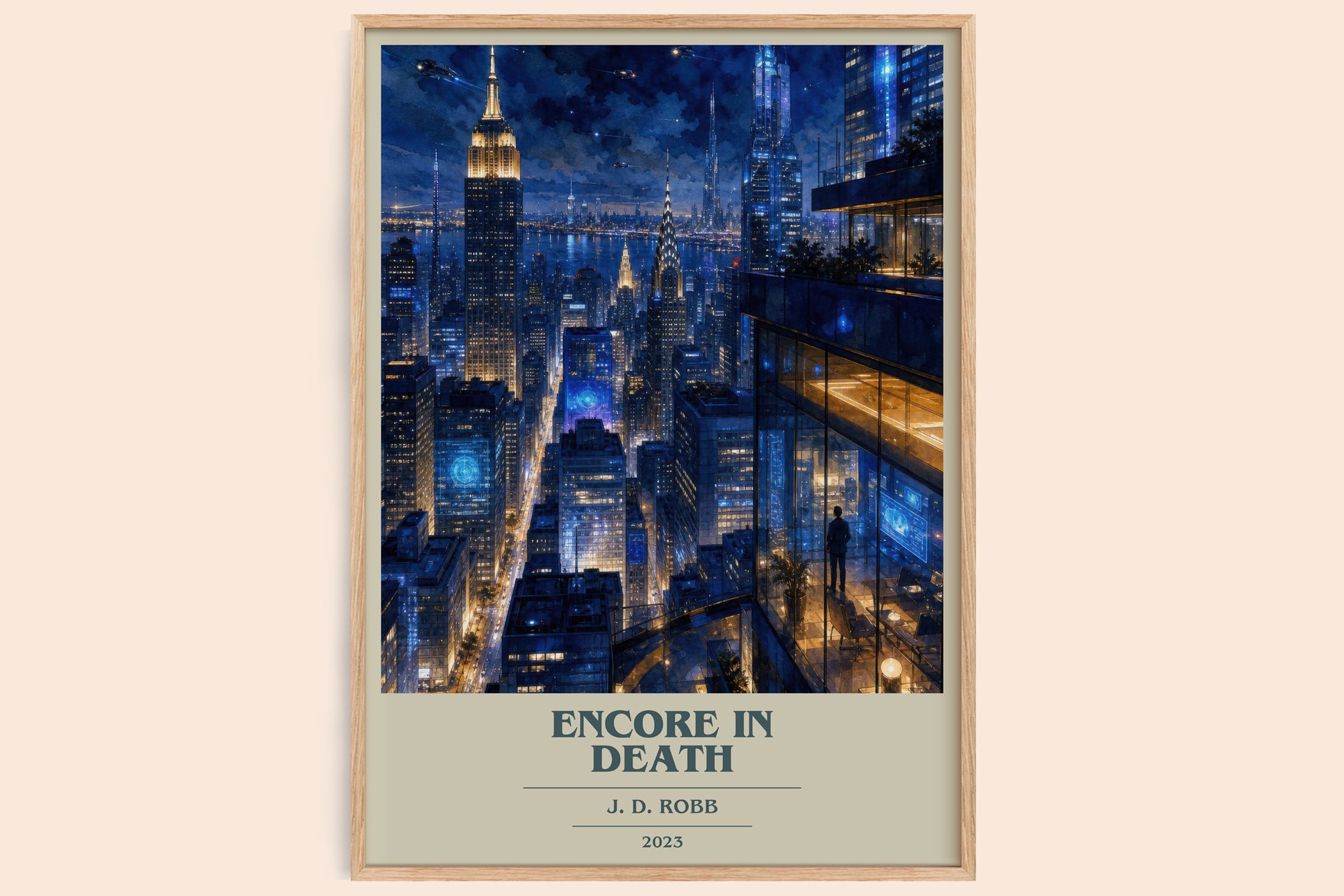 Encore In Death book cover book poster by J. D. Robb – framed literary art print