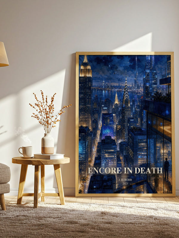 Encore In Death watercolour print in frame leaning in hallway – mystery wall art