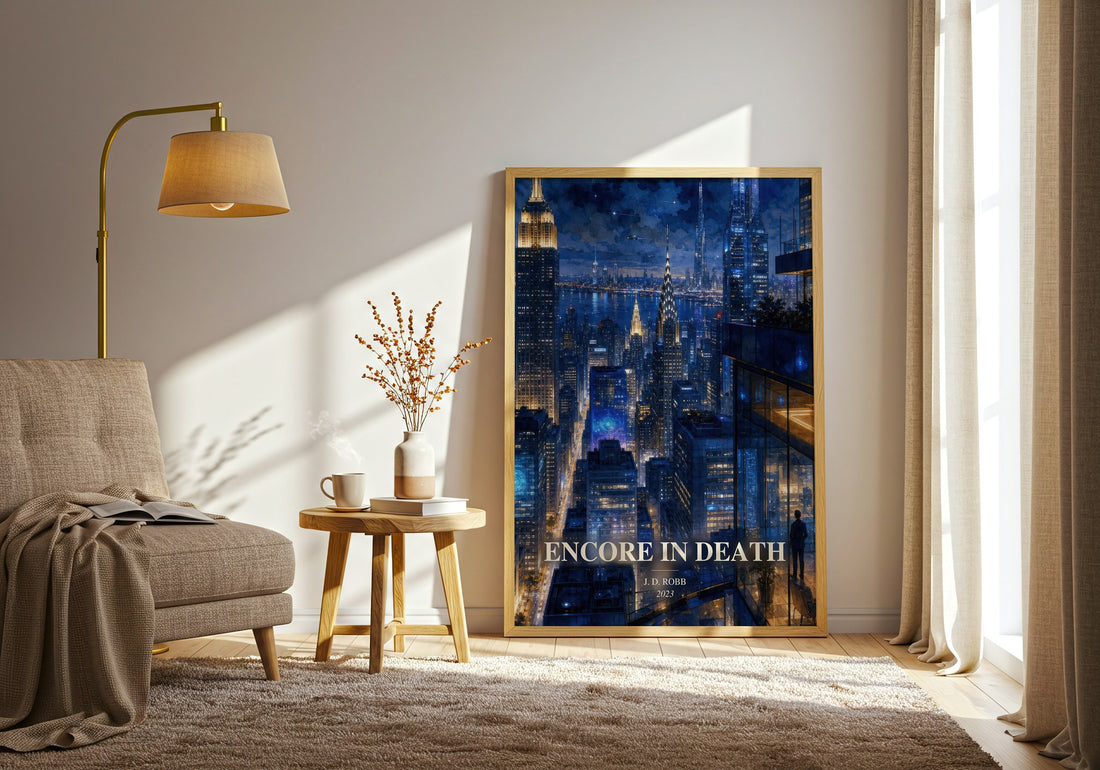 Encore In Death watercolour print in frame leaning in hallway – mystery wall art