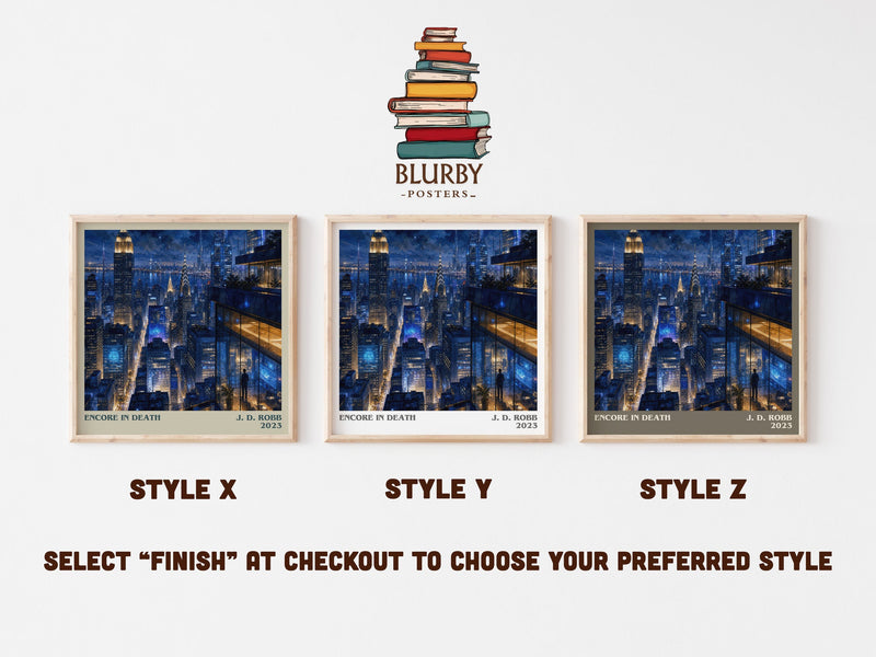 Encore In Death literary print in frame leaning in hallway – mystery wall art
