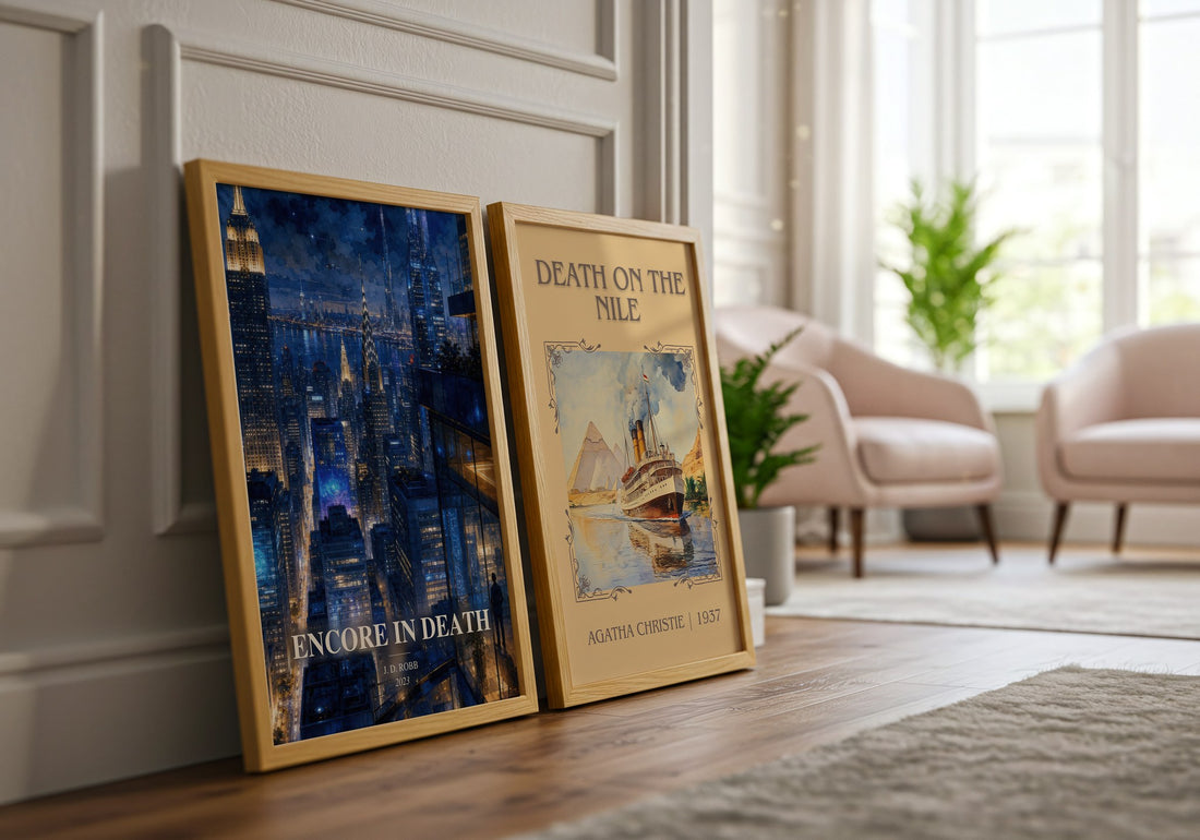 Encore In Death watercolour print framed by window – literary home decor