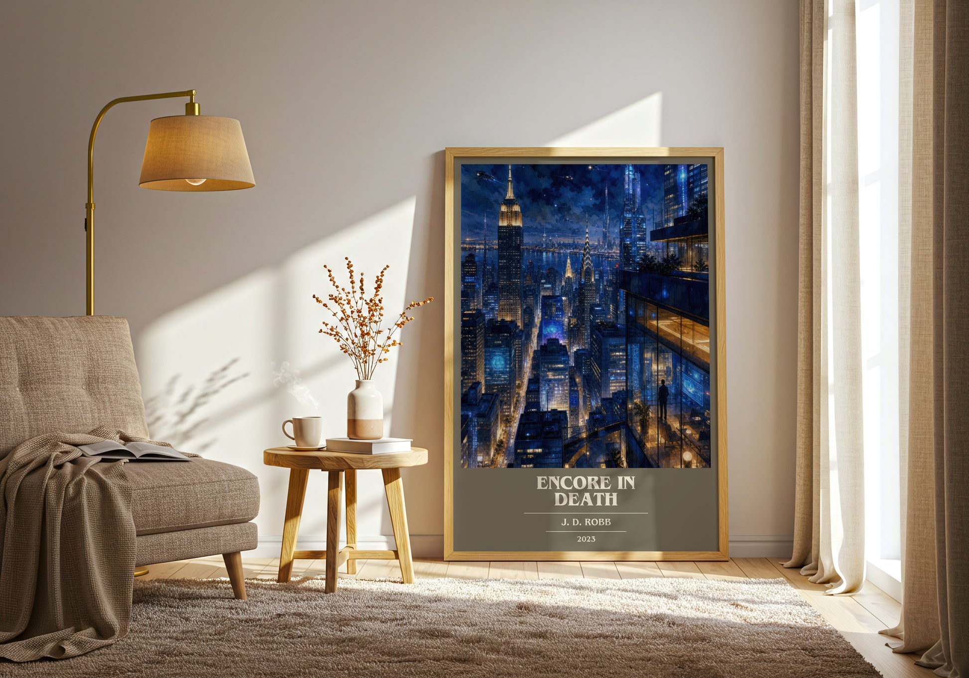 Encore In Death book cover print on bookshelf – J. D. Robb fan gift