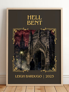Hell Bent Classic Book Art Print by Leigh Bardugo – framed print leaning on a wooden floor