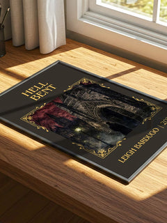 Hell Bent Classic Book Art Print by Leigh Bardugo – print on a sunlit desk