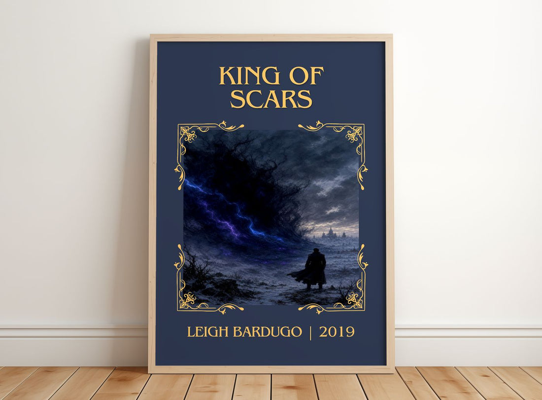 King of Scars Classic Book Art Print by Leigh Bardugo – framed print leaning on a wooden floor