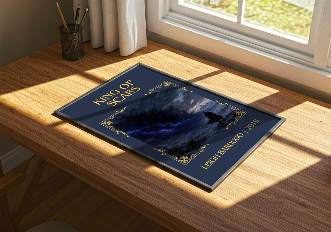 King of Scars Classic Book Art Print by Leigh Bardugo – print on a sunlit desk