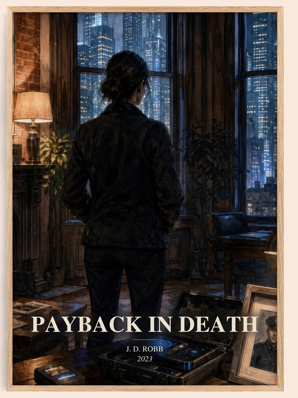 Payback In Death watercolour book poster by J. D. Robb – framed literary art print