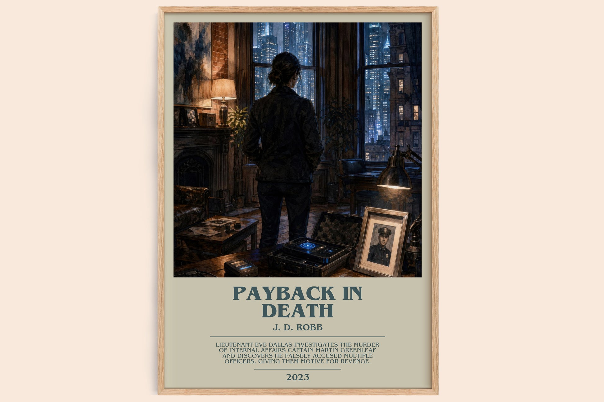 Payback In Death bookish book poster by J. D. Robb – framed literary art print