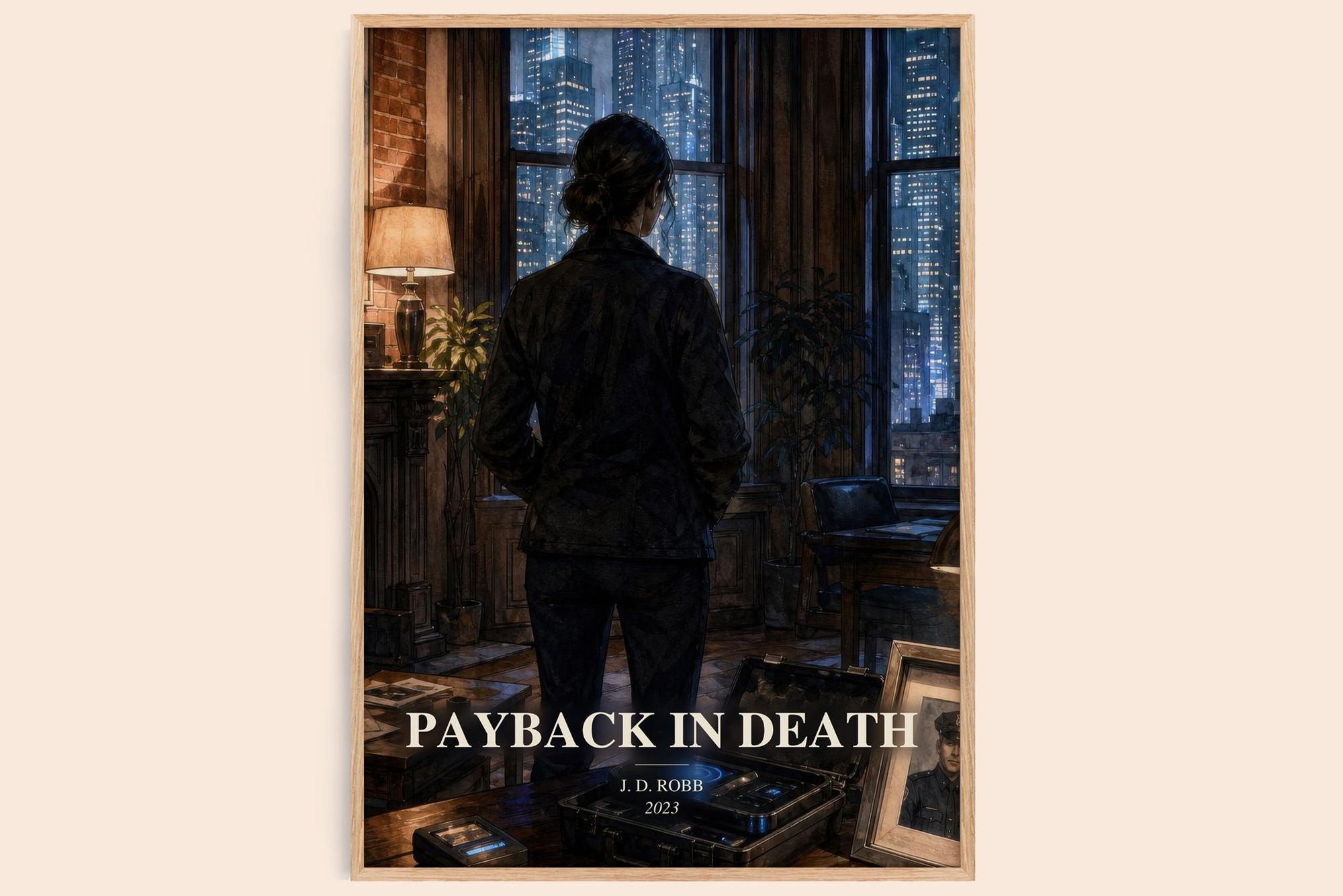Payback In Death watercolour book poster by J. D. Robb – framed literary art print