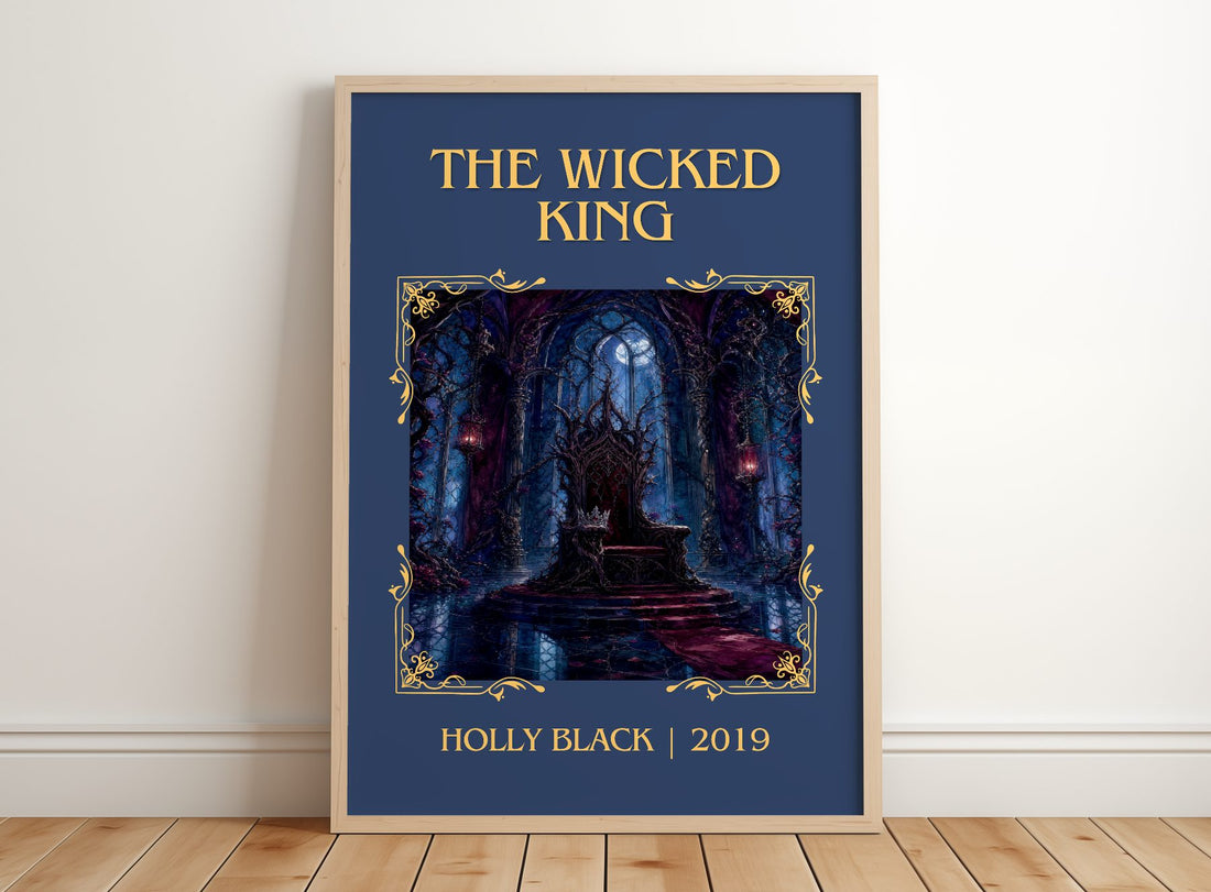 The Wicked King Classic Book Art Print by Holly Black – framed print leaning on a wooden floor