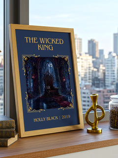 The Wicked King Classic Book Art Print by Holly Black – framed print on a city-view windowsill