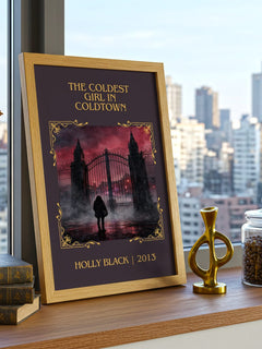 The Coldest Girl in Coldtown Classic Book Art Print by Holly Black – framed print on a city-view windowsill
