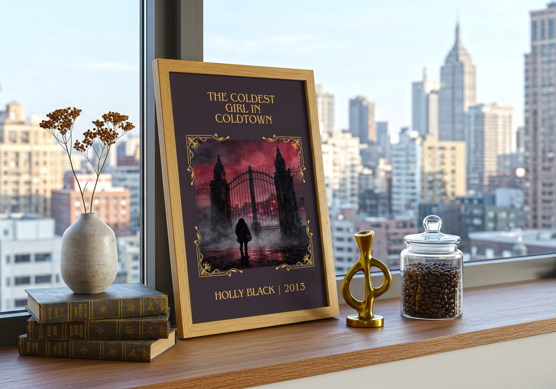 The Coldest Girl in Coldtown Classic Book Art Print by Holly Black – framed print on a city-view windowsill