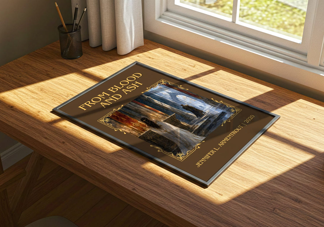 From Blood and Ash Classic Book Art Print by Jennifer L. Armentrout – print on a sunlit desk