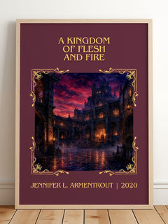Kingdom of Flesh and Fire Classic Book Art Print by J. Armentrout – framed print leaning on a wooden floor